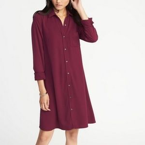 Easy Swing Shirt Dress Wine